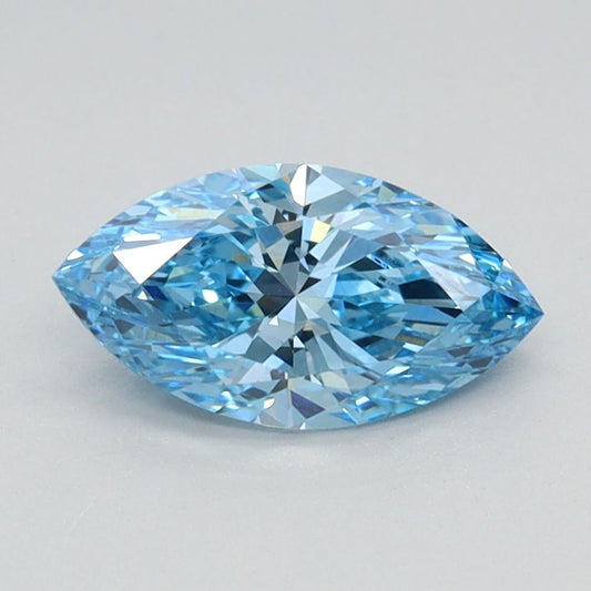 Lab-Grown Marquise Diamond - 0.75 Carats, Fancy Vivid Blue Color, VVS2 Clarity - Certified by IGI - Report Number: LG626424622