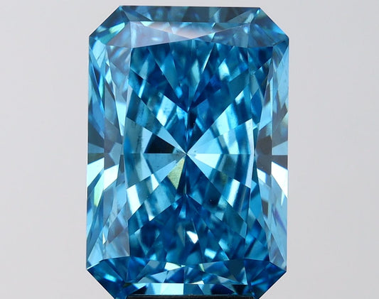 Lab-Grown Radiant Diamond - 7.04 Carats, Fancy Vivid Blue Color, VS2 Clarity - Certified by IGI - Report Number: LG681572985