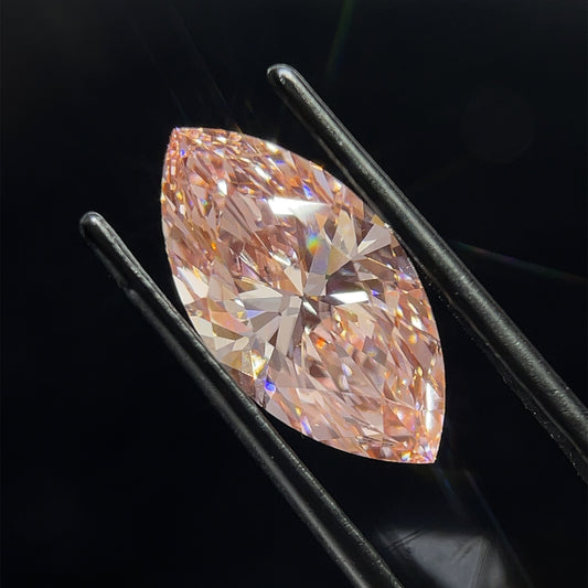 Lab-Grown Marquise Diamond - 4.55 Carats, Fancy Vivid Pink Color, VS1 Clarity - Certified by IGI - Report Number: LG635490400