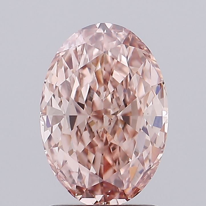 Lab-Grown Oval Diamond - 2.0 Carats, Fancy Pinkish Brown Color, VS1 Clarity - Certified by IGI - Report Number: LG680540826