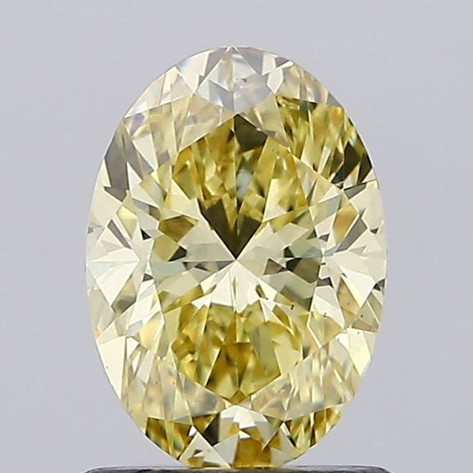 Lab-Grown Oval Diamond - 1.07 Carats, Fancy Intense Yellow Color, VS1 Clarity - Certified by IGI - Report Number: LG623445499