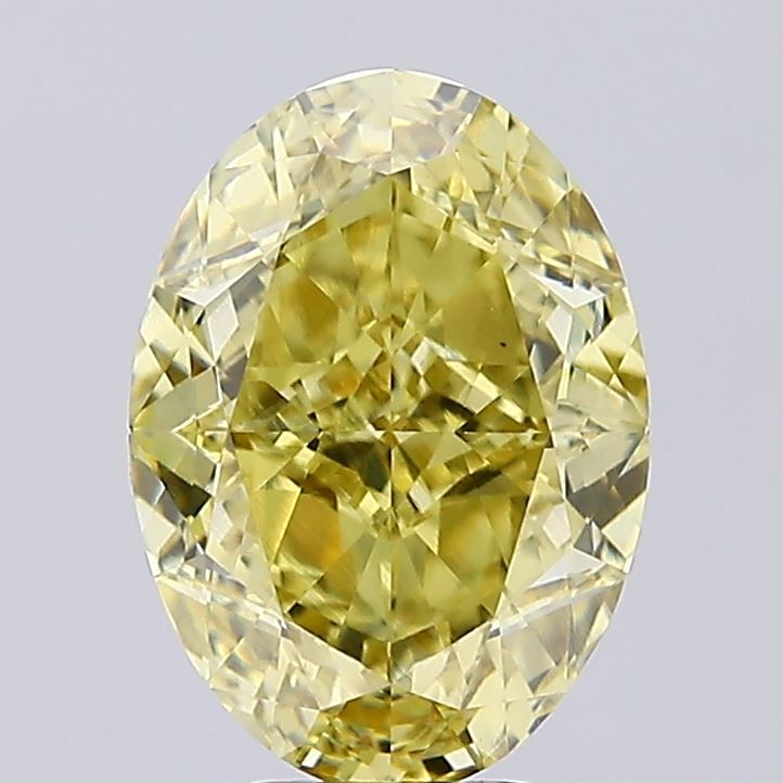Lab-Grown Oval Diamond - 6.67 Carats, Fancy Vivid Yellow Color, VVS2 Clarity - Certified by IGI - Report Number: LG635496257