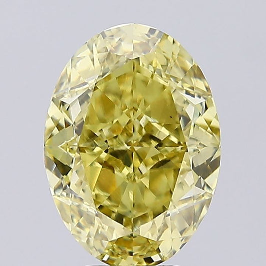 Lab-Grown Oval Diamond - 6.67 Carats, Fancy Vivid Yellow Color, VVS2 Clarity - Certified by IGI - Report Number: LG635496257