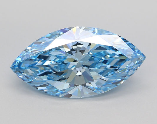Lab-Grown Marquise Diamond - 5.5 Carats, Fancy Vivid Blue Color, VS1 Clarity - Certified by IGI - Report Number: LG648463549