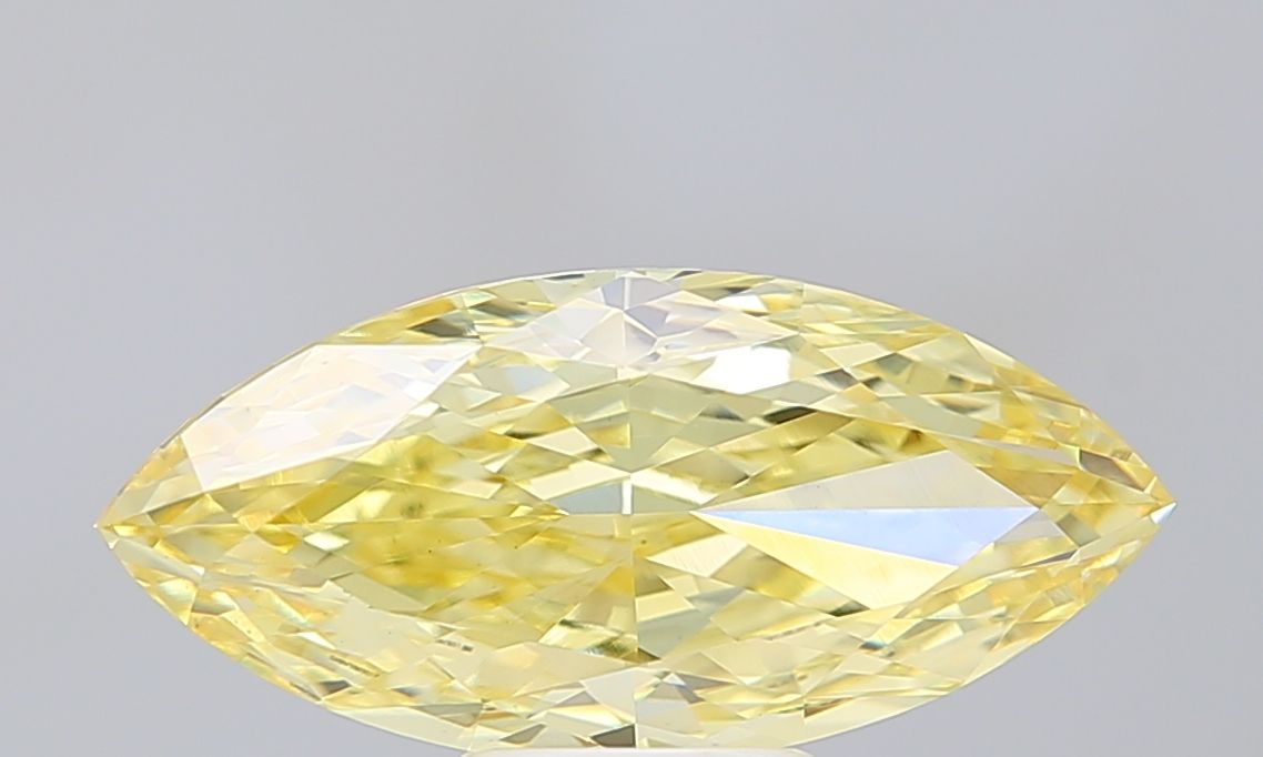 Lab-Grown Marquise Diamond - 5.07 Carats, Fancy Intense Yellow Color, VVS2 Clarity - Certified by IGI - Report Number: LG678574645