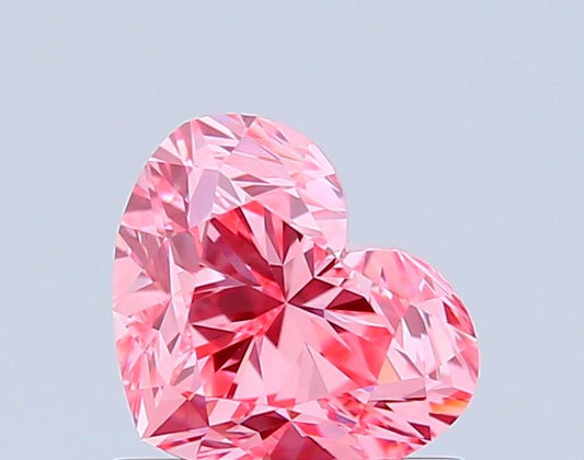 Lab-Grown Heart Diamond - 0.9 Carats, Fancy Vivid Pink Color, VVS2 Clarity - Certified by IGI - Report Number: LG677559704