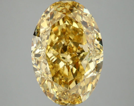 Lab-Grown Oval Diamond - 6.02 Carats, Fancy Vivid Yellow Color, VS2 Clarity - Certified by IGI - Report Number: LG671440724