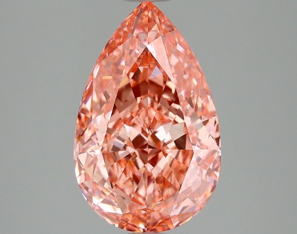 Lab-Grown Pear Diamond - 3.09 Carats, Fancy Vivid Pink Color, VS1 Clarity - Certified by IGI - Report Number: LG665421528