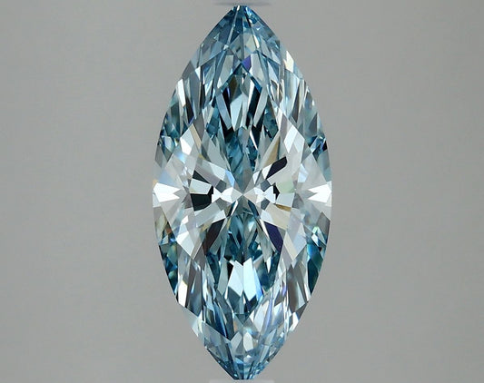 Lab-Grown Marquise Diamond - 2.14 Carats, Fancy Vivid Blue Color, VS1 Clarity - Certified by IGI - Report Number: LG634426684