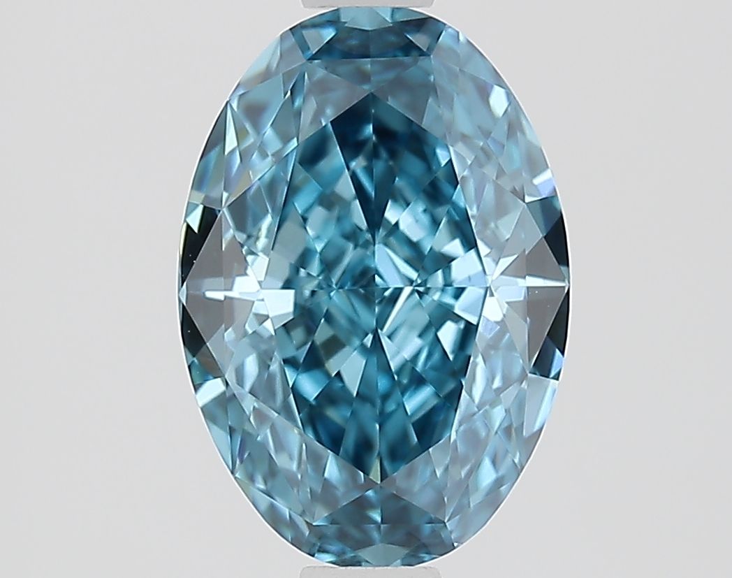 Lab-Grown Oval Diamond - 1.5 Carats, Fancy Vivid Blue Color, VVS2 Clarity - Certified by IGI - Report Number: LG681516154