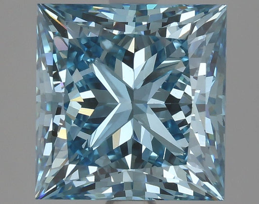 Lab-Grown Princess Diamond - 3.52 Carats, Fancy Vivid Blue Color, VS1 Clarity - Certified by IGI - Report Number: LG625410119