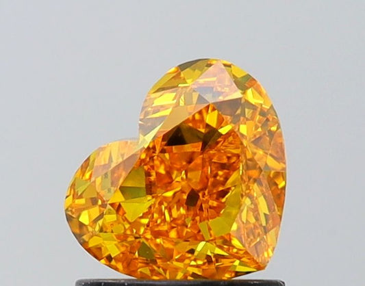 Lab-Grown Heart Diamond - 1.19 Carats, Fancy Vivid Yellow Color, VS1 Clarity - Certified by IGI - Report Number: LG649497873