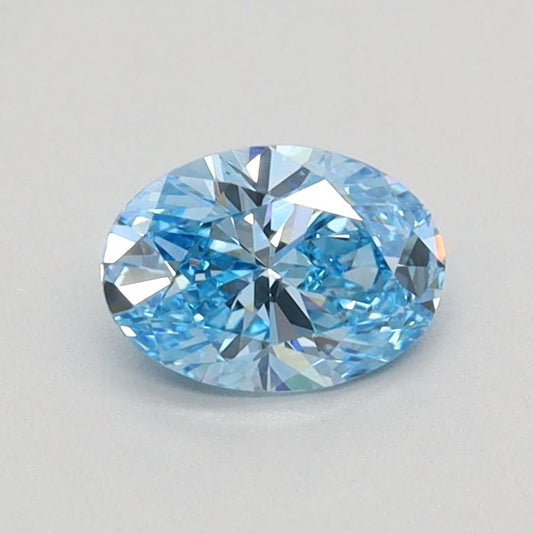 Lab-Grown Oval Diamond - 0.41 Carats, Fancy Vivid Blue Color, VS1 Clarity - Certified by IGI - Report Number: LG626435463