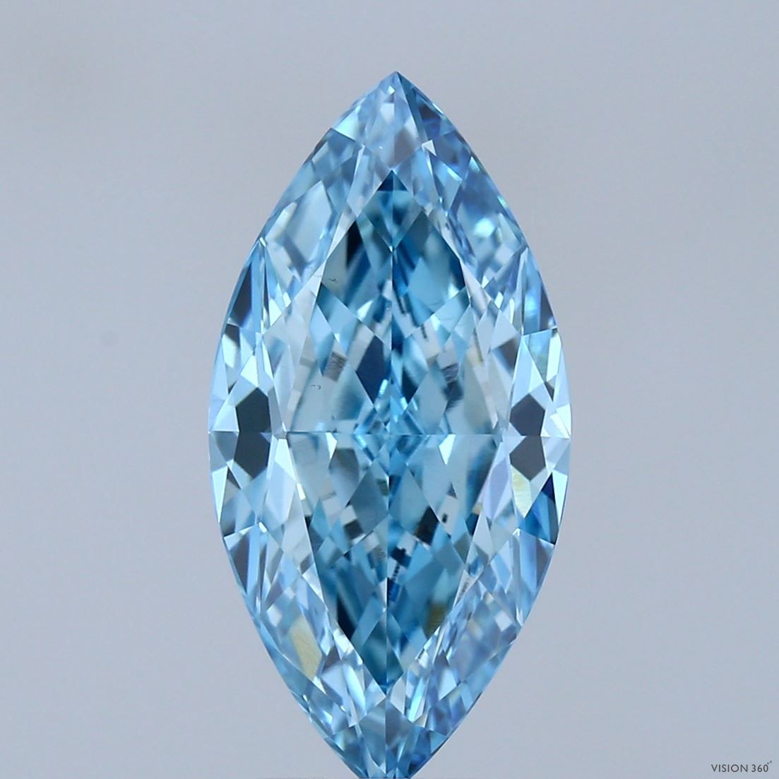 Lab-Grown Marquise Diamond - 4.24 Carats, Fancy Vivid Blue Color, VS1 Clarity - Certified by IGI - Report Number: LG685588687