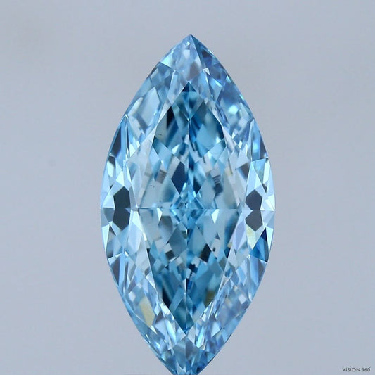 Lab-Grown Marquise Diamond - 4.24 Carats, Fancy Vivid Blue Color, VS1 Clarity - Certified by IGI - Report Number: LG685588687