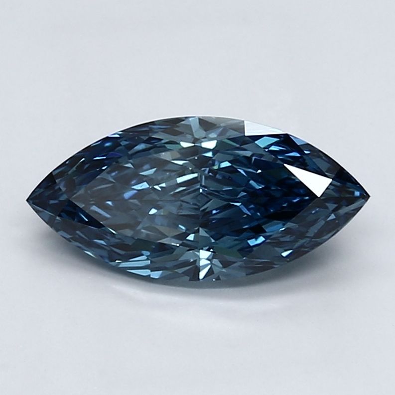 Lab-Grown Marquise Diamond - 1.66 Carats, Fancy Vivid Blue Color, VS2 Clarity - Certified by IGI - Report Number: LG586339002