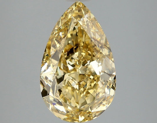 Lab-Grown Pear Diamond - 4.06 Carats, Fancy Intense Yellow Color, VS2 Clarity - Certified by IGI - Report Number: LG660418742