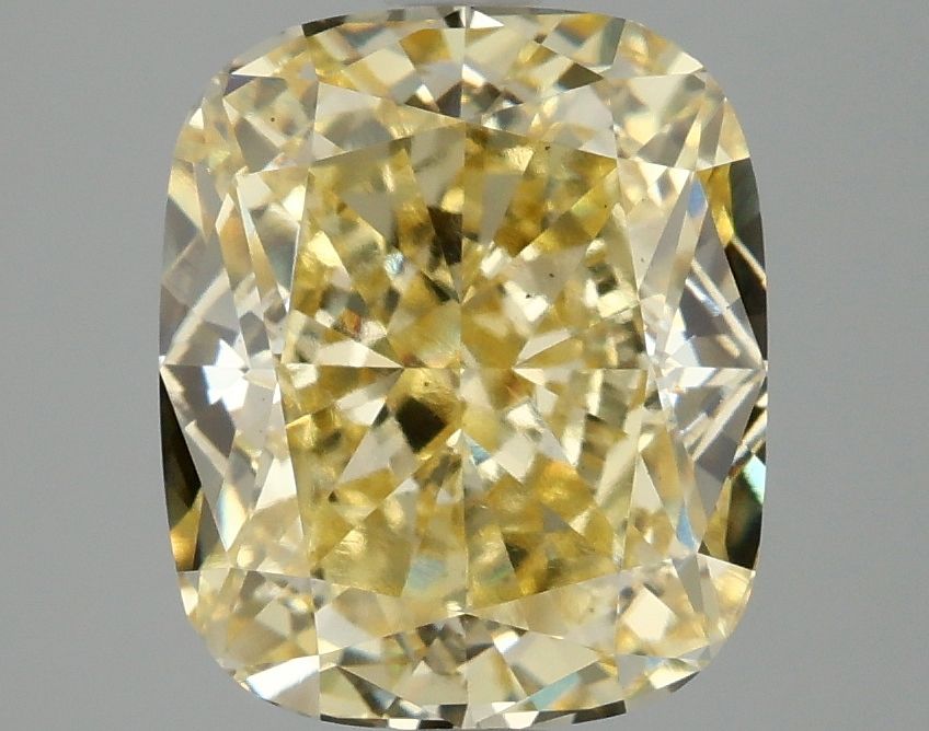 Lab-Grown Cushion Diamond - 4.05 Carats, Fancy Intense Yellow Color, VS2 Clarity - Certified by IGI - Report Number: LG671489156