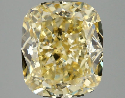Lab-Grown Cushion Diamond - 4.05 Carats, Fancy Intense Yellow Color, VS2 Clarity - Certified by IGI - Report Number: LG671489156
