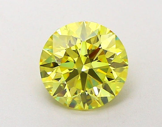 Lab-Grown Round Diamond - 1.55 Carats, Fancy Vivid Yellow Color, VVS1 Clarity - Certified by IGI - Report Number: LG651495269