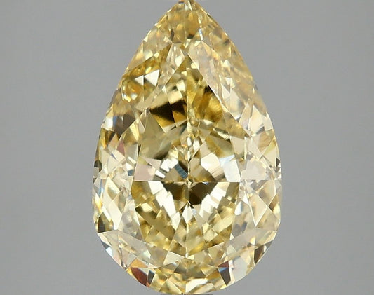 Lab-Grown Pear Diamond - 3.07 Carats, Fancy Intense Yellow Color, VVS2 Clarity - Certified by IGI - Report Number: LG666441655