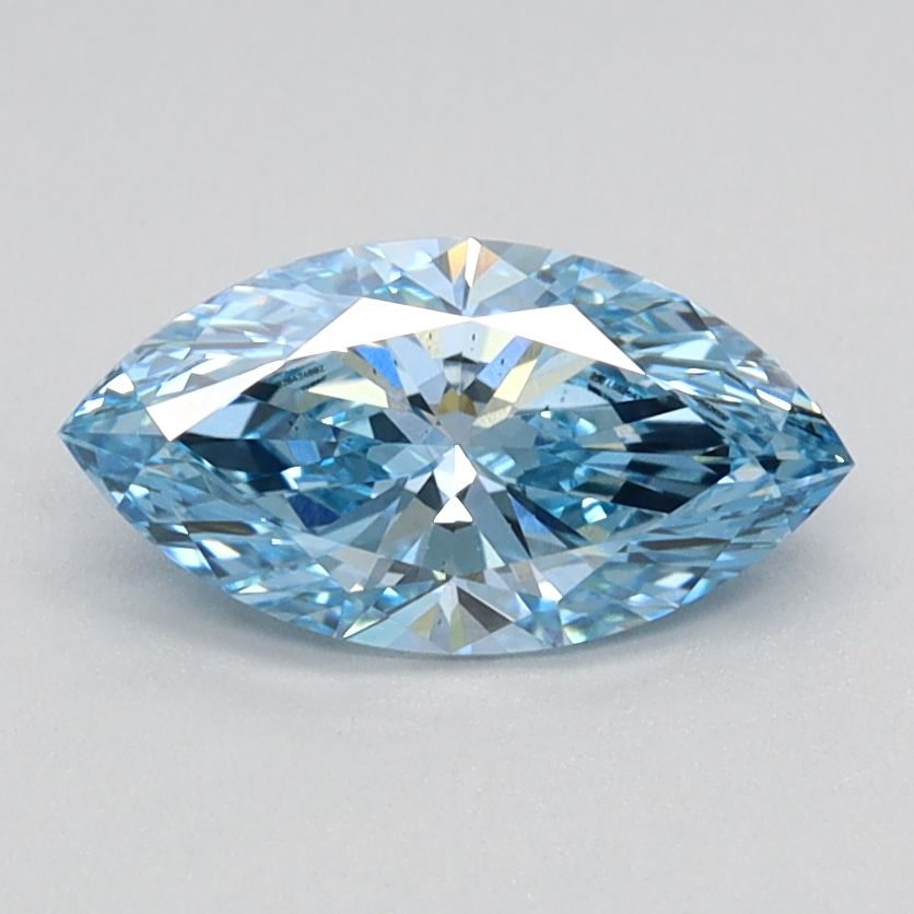 Lab-Grown Marquise Diamond - 0.79 Carats, Fancy Vivid Blue Color, VS2 Clarity - Certified by IGI - Report Number: LG626424692