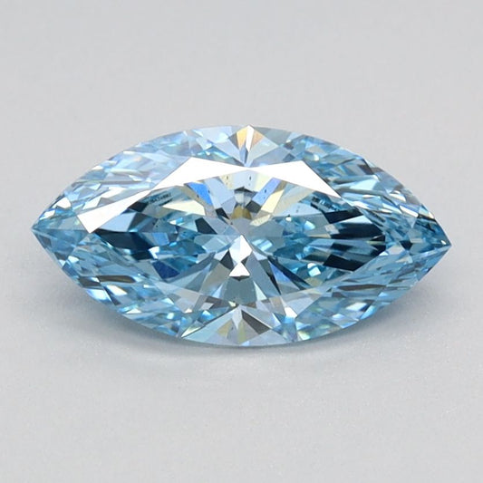 Lab-Grown Marquise Diamond - 0.79 Carats, Fancy Vivid Blue Color, VS2 Clarity - Certified by IGI - Report Number: LG626424692