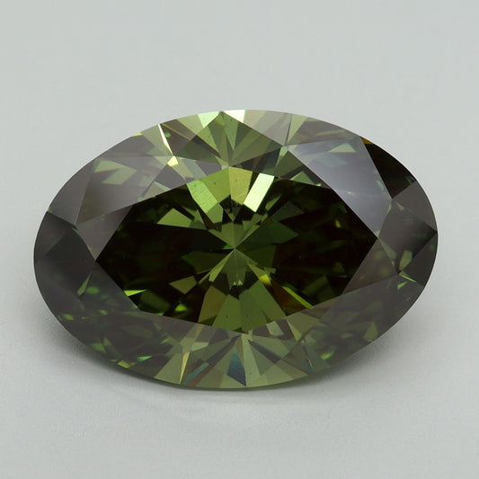 Lab-Grown Oval Diamond - 8.13 Carats, Fancy Vivid Green Color, VS1 Clarity - Certified by IGI - Report Number: LG640405034