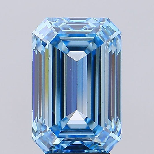 Lab-Grown Emerald Diamond - 5.03 Carats, Fancy Vivid Blue Color, VVS2 Clarity - Certified by IGI - Report Number: LG635421126