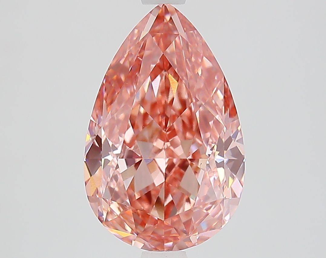 Lab-Grown Pear Diamond - 3.45 Carats, Fancy Vivid Pink Color, VS1 Clarity - Certified by IGI - Report Number: LG650494273