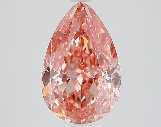 Lab-Grown Pear Diamond - 3.45 Carats, Fancy Vivid Pink Color, VS1 Clarity - Certified by IGI - Report Number: LG650494273