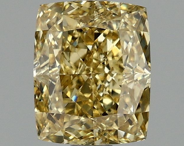 Lab-Grown Cushion Diamond - 1.55 Carats, Fancy Intense Yellow Color, VVS2 Clarity - Certified by IGI - Report Number: LG674521243