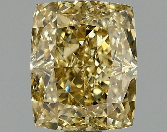 Lab-Grown Cushion Diamond - 1.55 Carats, Fancy Intense Yellow Color, VVS2 Clarity - Certified by IGI - Report Number: LG674521243