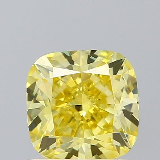 Lab-Grown Cushion Diamond - 1.01 Carats, Fancy Vivid Yellow Color, VS1 Clarity - Certified by IGI - Report Number: LG623435891