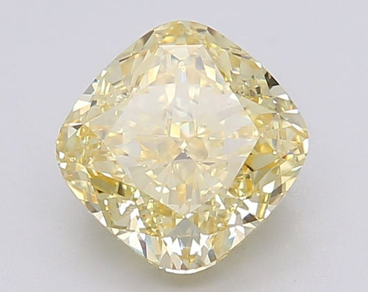 Lab-Grown Cushion Diamond - 2.53 Carats, Fancy Intense Yellow Color, VVS2 Clarity - Certified by IGI - Report Number: LG595381189
