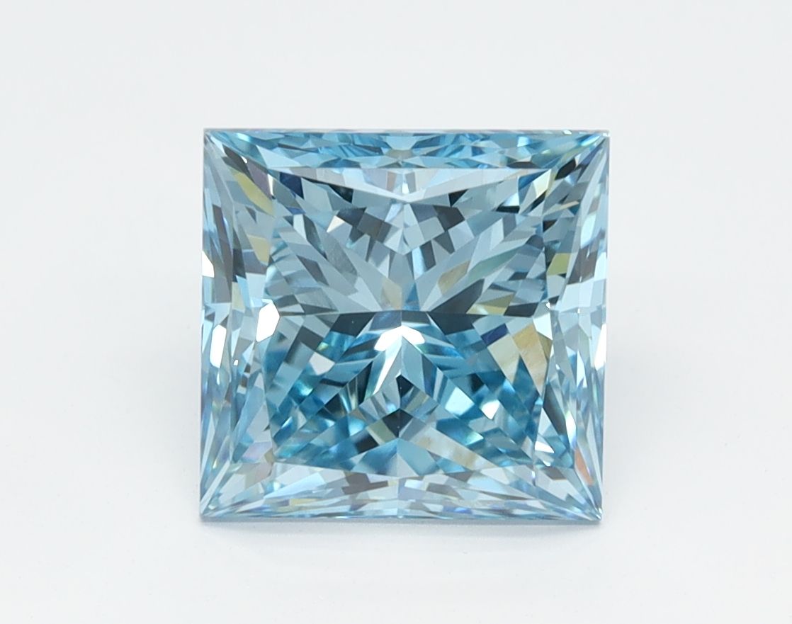 Lab-Grown Princess Diamond - 2.07 Carats, Fancy Vivid Blue Color, VVS2 Clarity - Certified by IGI - Report Number: LG584357910