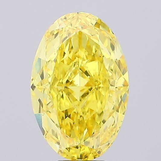 Lab-Grown Oval Diamond - 8.11 Carats, Fancy Vivid Yellow Color, VS1 Clarity - Certified by IGI - Report Number: LG680553702