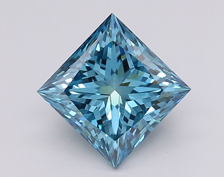 Lab-Grown Princess Diamond - 2.05 Carats, Fancy Vivid Blue Color, VVS2 Clarity - Certified by IGI - Report Number: LG595381234
