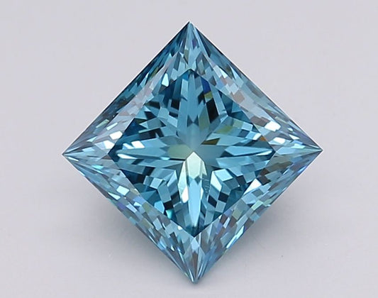 Lab-Grown Princess Diamond - 2.05 Carats, Fancy Vivid Blue Color, VVS2 Clarity - Certified by IGI - Report Number: LG595381234