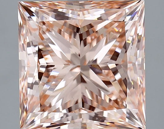 Lab-Grown Princess Diamond - 5.05 Carats, Fancy Vivid Pink Color, VS1 Clarity - Certified by IGI - Report Number: LG668431766