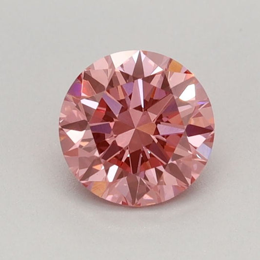 Lab-Grown Round Diamond - 0.47 Carats, Fancy Vivid Pink Color, VVS2 Clarity - Certified by IGI - Report Number: LG670438703