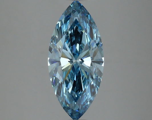 Lab-Grown Marquise Diamond - 2.24 Carats, Fancy Vivid Blue Color, VS2 Clarity - Certified by IGI - Report Number: LG630448619