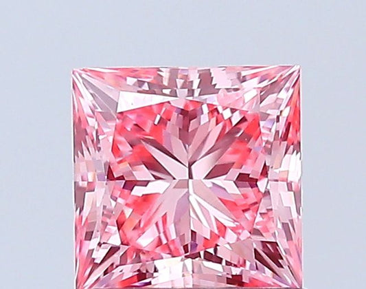 Lab-Grown Princess Diamond - 1.05 Carats, Fancy Vivid Pink Color, VVS2 Clarity - Certified by IGI - Report Number: LG665420423