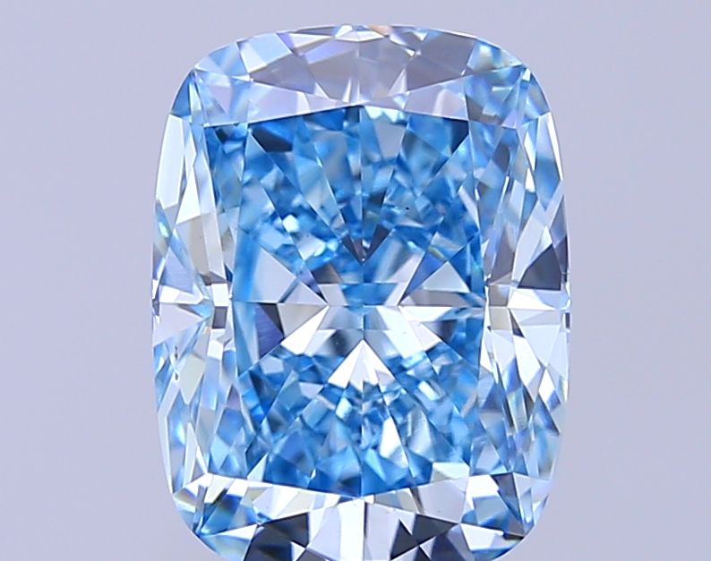 Lab-Grown Cushion Diamond - 4.1 Carats, Fancy Vivid Blue Color, VS1 Clarity - Certified by IGI - Report Number: LG685586052