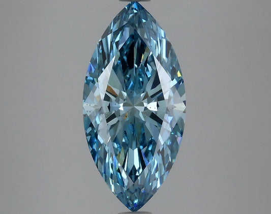 Lab-Grown Marquise Diamond - 2.81 Carats, Fancy Vivid Blue Color, SI1 Clarity - Certified by IGI - Report Number: LG621451391