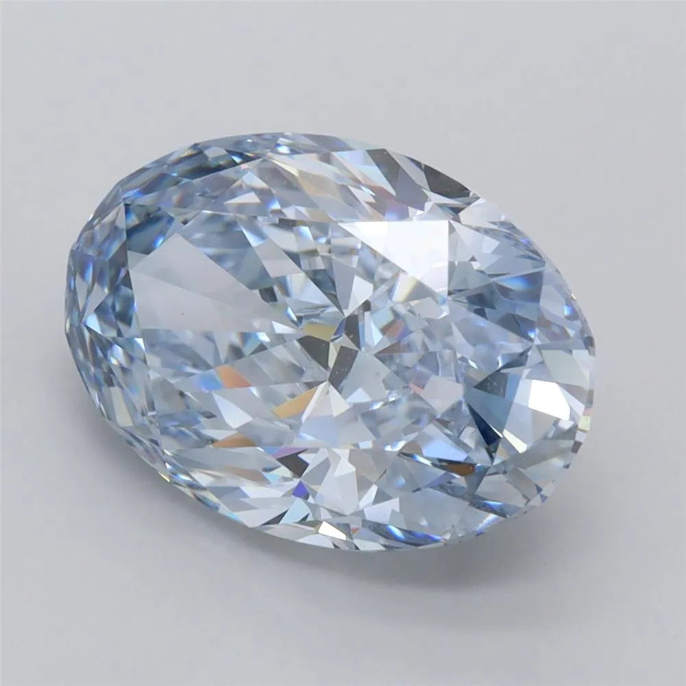 5.06ct Oval Lab Grown Diamond (Colour Fancy Vivid Blue, Clarity VVS1, IGI Certified)