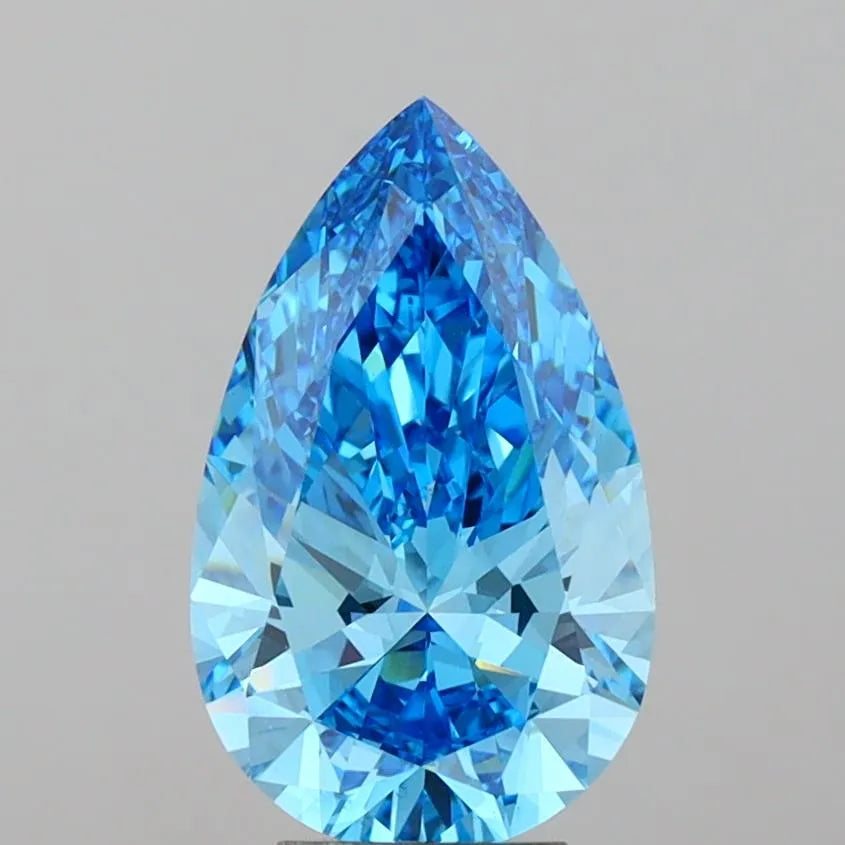 5.07ct Pear Lab Grown Diamond (Colour Fancy Vivid Blue, Clarity VS1, IGI Certified)