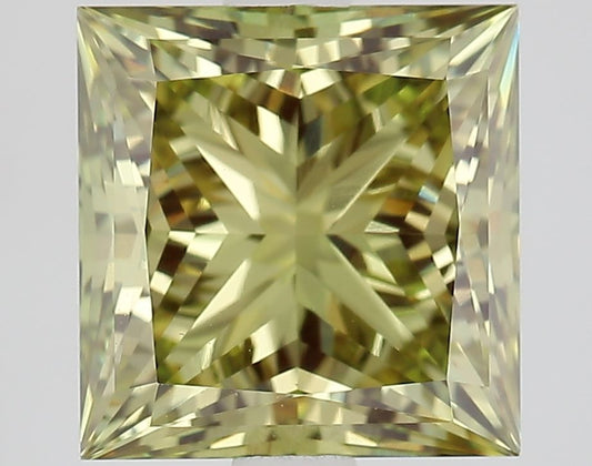 Lab-Grown Princess Diamond - 3.1 Carats, Fancy Vivid Green Color, VS1 Clarity - Certified by IGI - Report Number: LG654408320