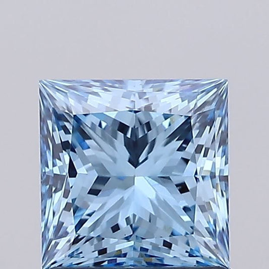 Lab-Grown Princess Diamond - 1.06 Carats, Fancy Vivid Blue Color, VVS2 Clarity - Certified by IGI - Report Number: LG668405311