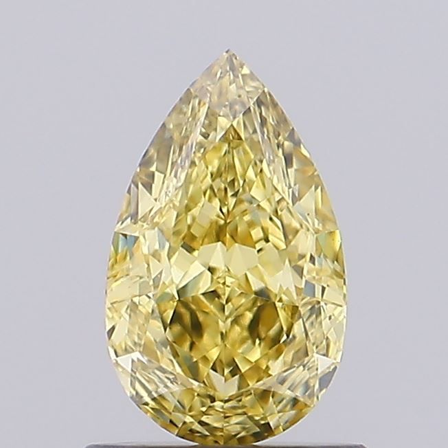 Lab-Grown Pear Diamond - 0.82 Carats, Fancy Vivid Yellow Color, VS1 Clarity - Certified by IGI - Report Number: LG640475572